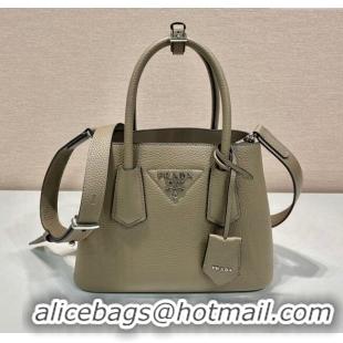 Good Looking Prada Double small Grained leather bag 1BG443 Grey 2025