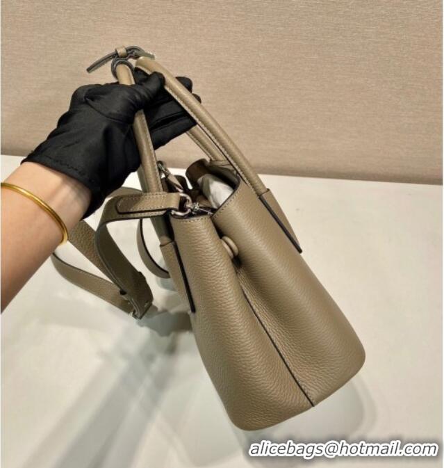 Good Looking Prada Double small Grained leather bag 1BG443 Grey 2025