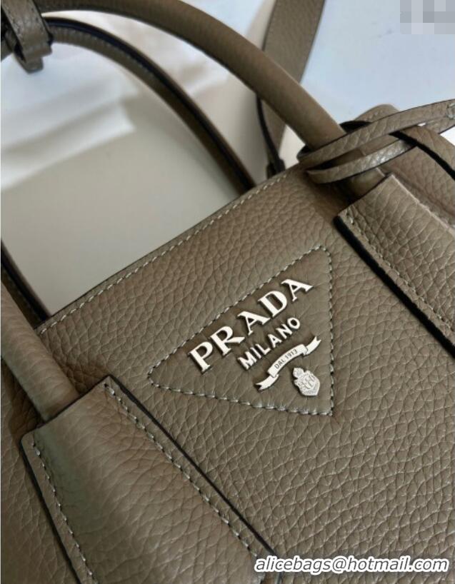 Good Looking Prada Double small Grained leather bag 1BG443 Grey 2025