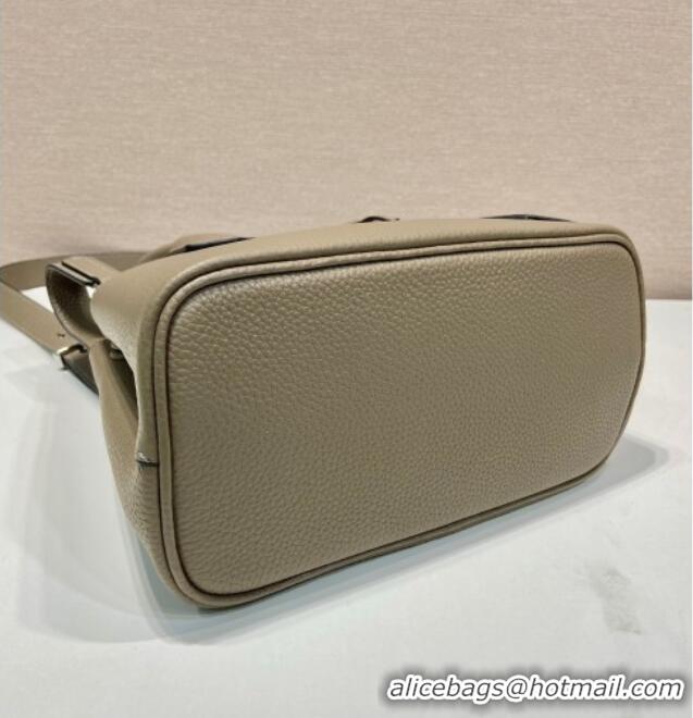 Good Looking Prada Double small Grained leather bag 1BG443 Grey 2025