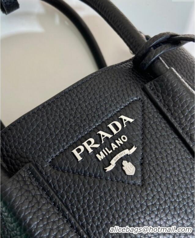 Luxury Cheap Prada Double small Grained leather bag 1BG443 Black 2025