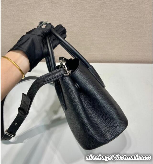 Luxury Cheap Prada Double small Grained leather bag 1BG443 Black 2025