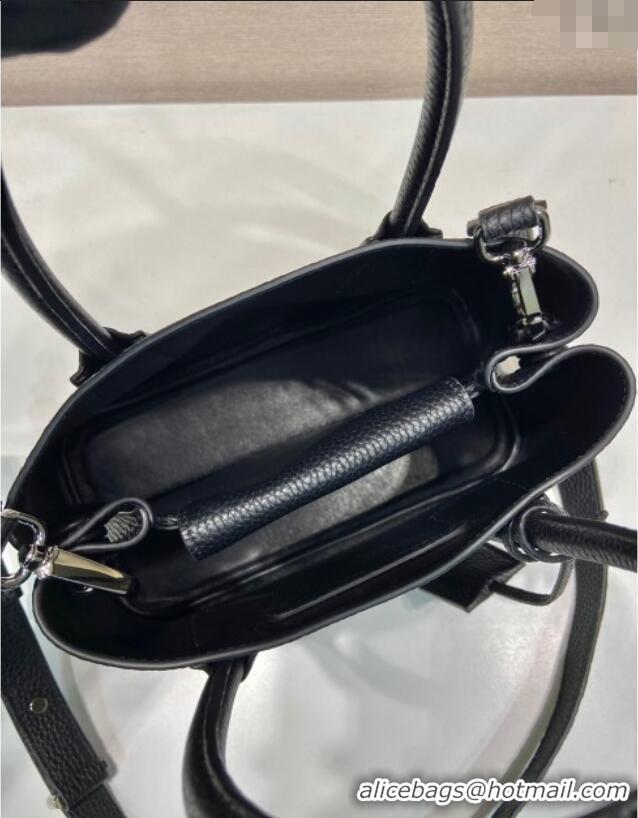 Luxury Cheap Prada Double small Grained leather bag 1BG443 Black 2025