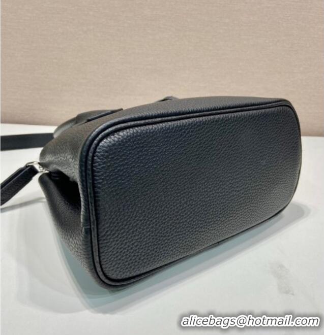 Luxury Cheap Prada Double small Grained leather bag 1BG443 Black 2025