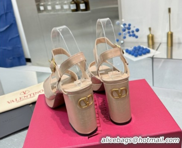 Unique Style Valentino Fawcette Platform Sandals 10cm in Polished Calfskin Nude 0902040