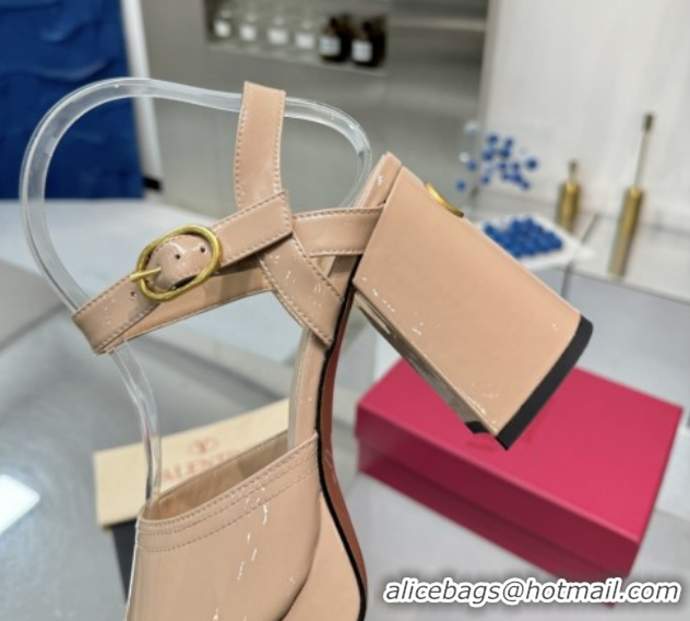 Unique Style Valentino Fawcette Platform Sandals 10cm in Polished Calfskin Nude 0902040