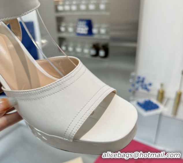 Best Price Valentino Fawcette Platform Sandals 10cm in Polished Calfskin White 0902043