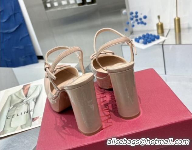 Pretty Style Valentino Vlogo Signature Platform Pumps 11cm in Patent Leather Nude 0902072