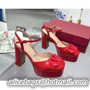Purchase Valentino Vlogo Signature Platform Pumps 11cm in Patent Leather Red 0902075