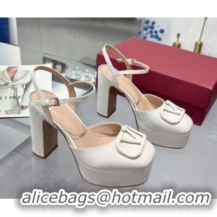 Unique Style Valentino Vlogo Signature Platform Pumps 11cm in Patent Leather White 0902077