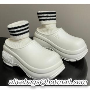 Best Price Balenciaga Knit Sock and Rubber Boots White 0827009