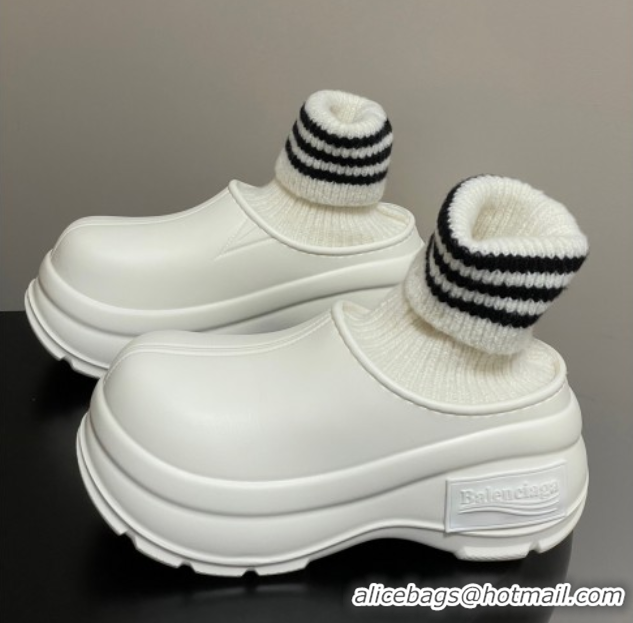 Best Price Balenciaga Knit Sock and Rubber Boots White 0827009