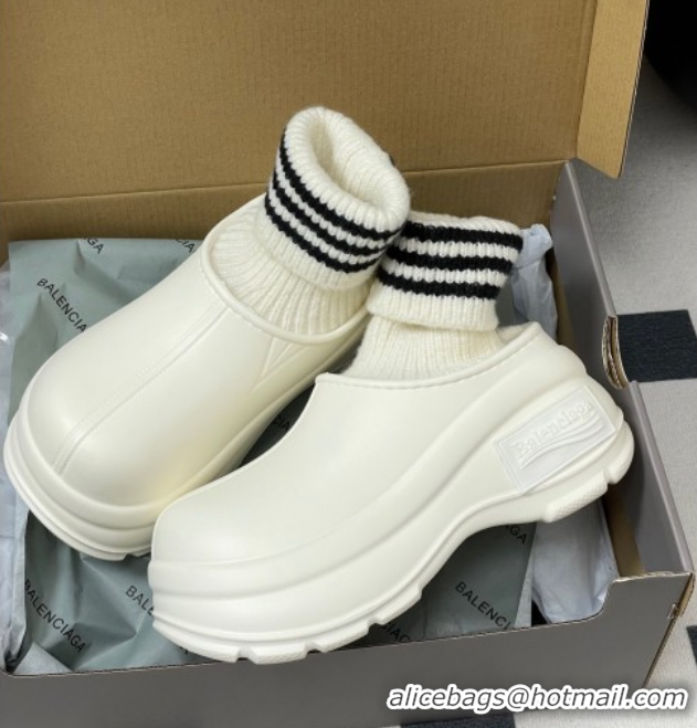 Best Price Balenciaga Knit Sock and Rubber Boots White 0827009