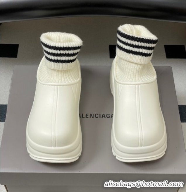 Best Price Balenciaga Knit Sock and Rubber Boots White 0827009