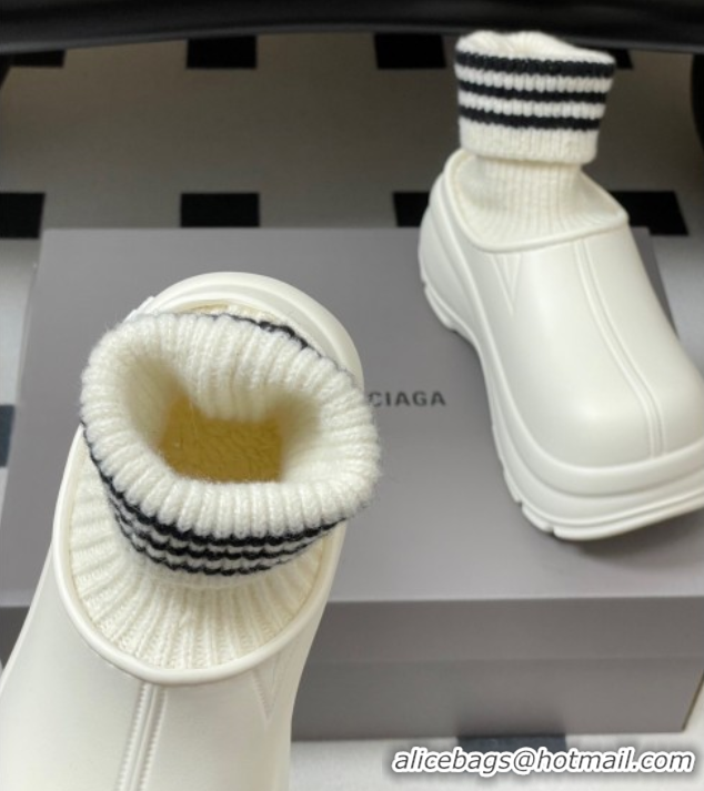 Best Price Balenciaga Knit Sock and Rubber Boots White 0827009