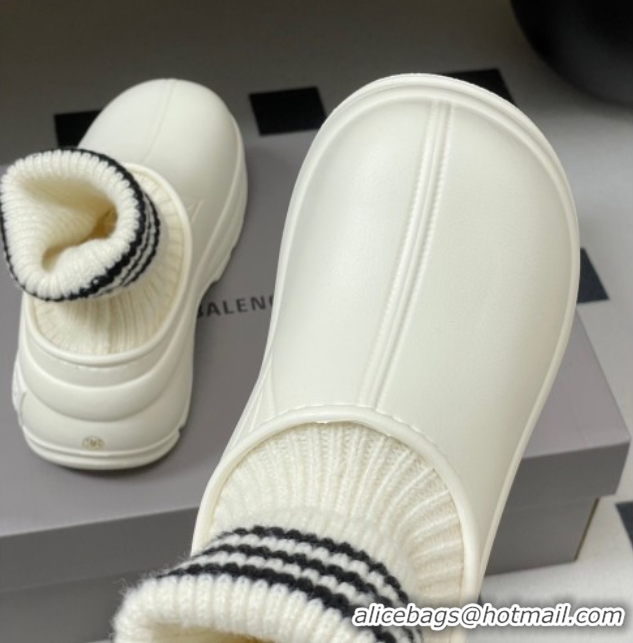 Best Price Balenciaga Knit Sock and Rubber Boots White 0827009