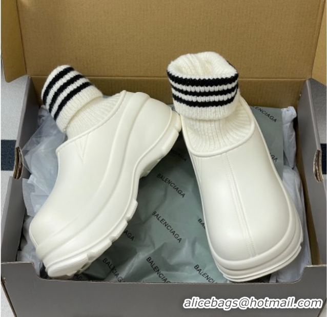 Best Price Balenciaga Knit Sock and Rubber Boots White 0827009