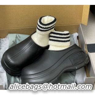 Good Looking Balenciaga Knit Sock and Rubber Boots Black 0827010