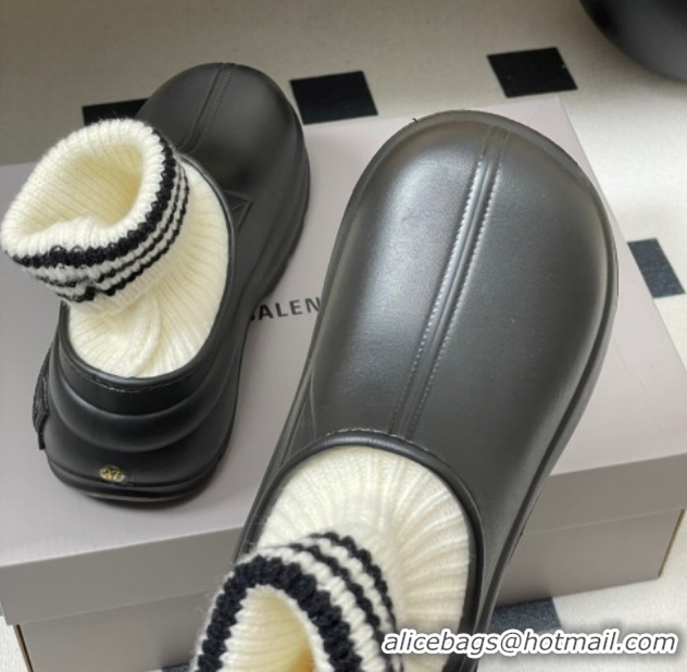 Good Looking Balenciaga Knit Sock and Rubber Boots Black 0827010