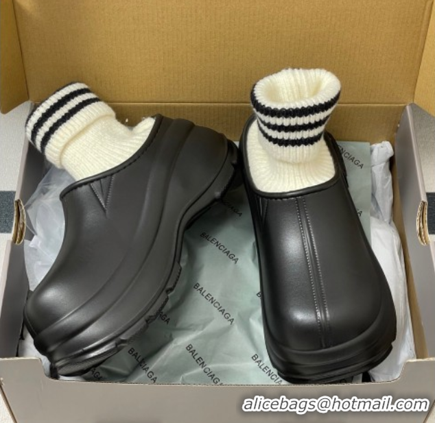 Good Looking Balenciaga Knit Sock and Rubber Boots Black 0827010