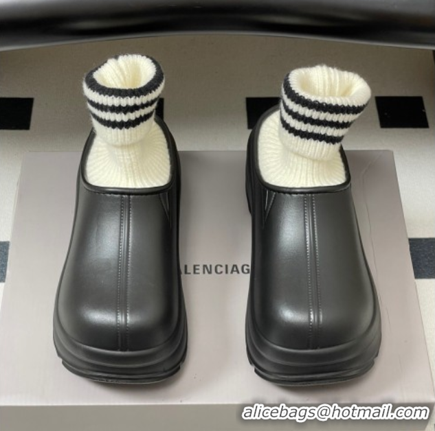 Good Looking Balenciaga Knit Sock and Rubber Boots Black 0827010