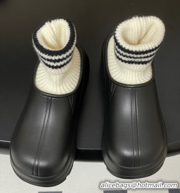 Good Looking Balenciaga Knit Sock and Rubber Boots Black 0827010