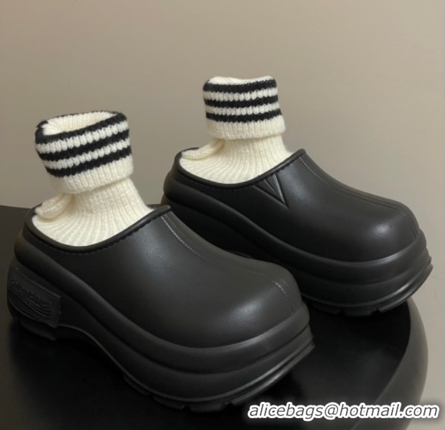 Good Looking Balenciaga Knit Sock and Rubber Boots Black 0827010