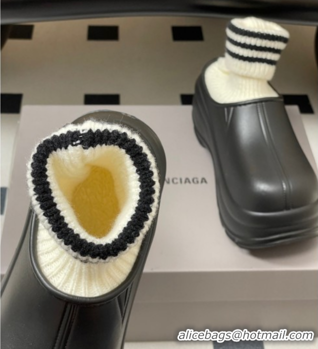 Good Looking Balenciaga Knit Sock and Rubber Boots Black 0827010
