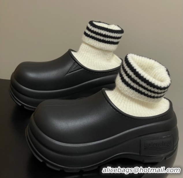 Good Looking Balenciaga Knit Sock and Rubber Boots Black 0827010
