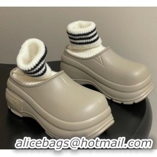 Durable Balenciaga Knit Sock and Rubber Boots Beige 0827011