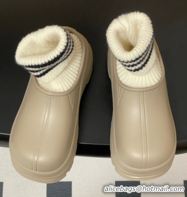 Durable Balenciaga Knit Sock and Rubber Boots Beige 0827011
