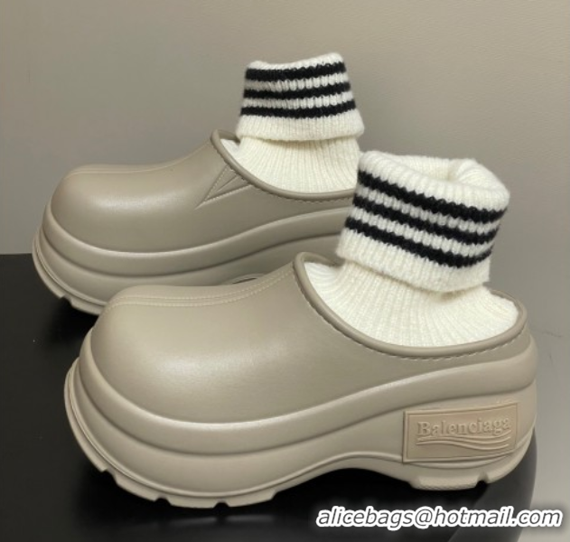 Durable Balenciaga Knit Sock and Rubber Boots Beige 0827011