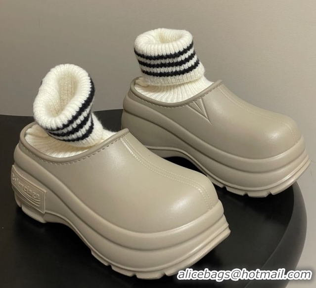 Durable Balenciaga Knit Sock and Rubber Boots Beige 0827011