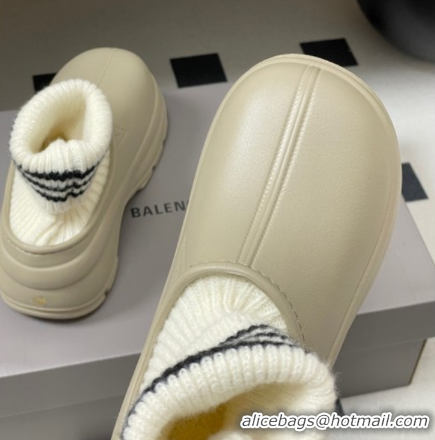 Durable Balenciaga Knit Sock and Rubber Boots Beige 0827011