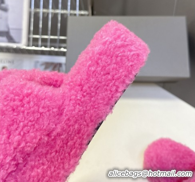 Low Cost Balenciaga Shearling-Like Platform Slides Sandal Pink 0827012