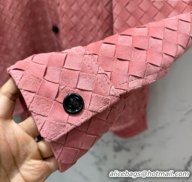 Top Grade Bottega Veneta Suede Leather Jacket BV072503 Pink 2025