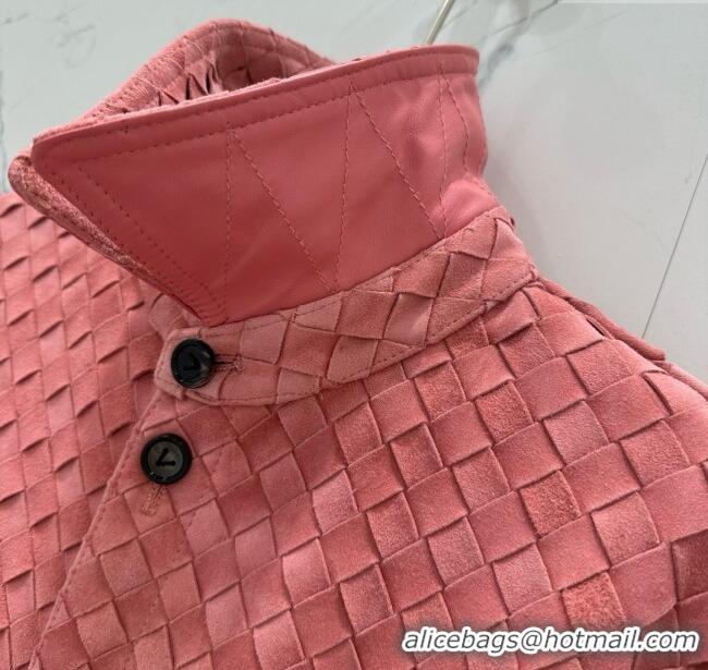 Top Grade Bottega Veneta Suede Leather Jacket BV072503 Pink 2025