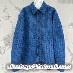 Buy Discount Bottega Veneta Suede Leather Jacket BV072504 Blue 2025