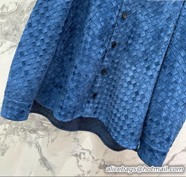 Buy Discount Bottega Veneta Suede Leather Jacket BV072504 Blue 2025