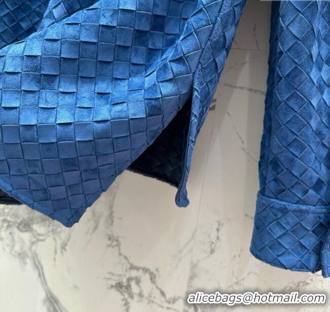 Buy Discount Bottega Veneta Suede Leather Jacket BV072504 Blue 2025