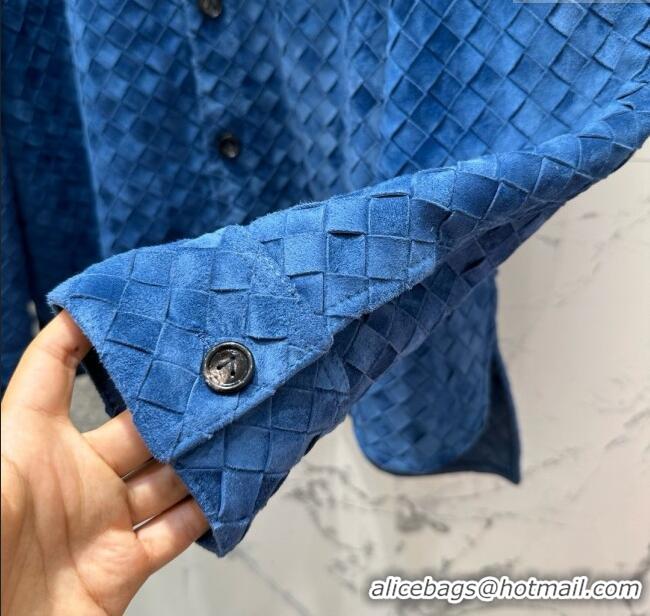 Buy Discount Bottega Veneta Suede Leather Jacket BV072504 Blue 2025