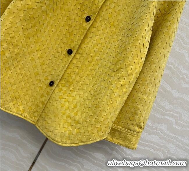 Famous Brand Bottega Veneta Intrecciato Nubuck Calfskin Oversized Jacket 0728 Yellow 2025