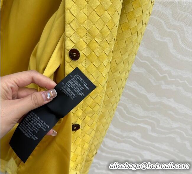 Famous Brand Bottega Veneta Intrecciato Nubuck Calfskin Oversized Jacket 0728 Yellow 2025