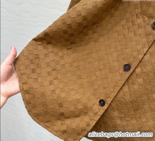 Top Design Bottega Veneta Intrecciato Nubuck Calfskin Oversized Jacket 0728 Brown 2025