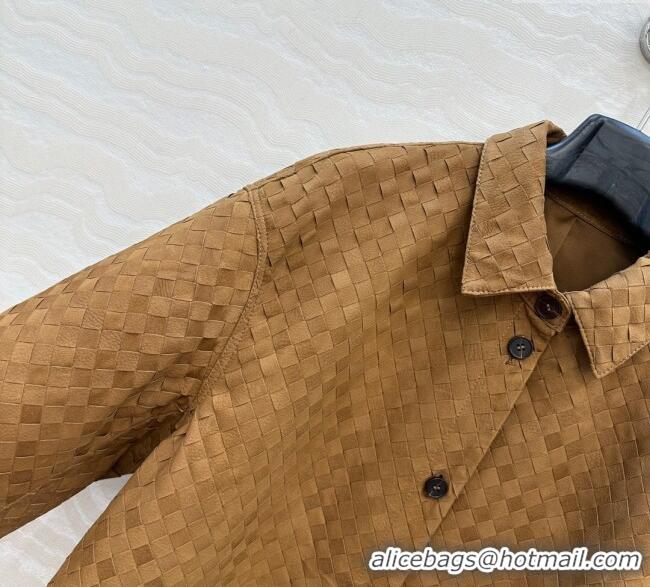 Top Design Bottega Veneta Intrecciato Nubuck Calfskin Oversized Jacket 0728 Brown 2025