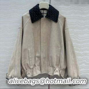 Affordable Price Bottega Veneta Suede Jacket BV91623 Beige 2025