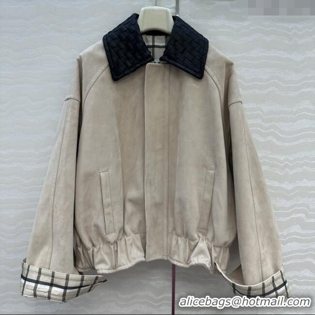 Affordable Price Bottega Veneta Suede Jacket BV91623 Beige 2025