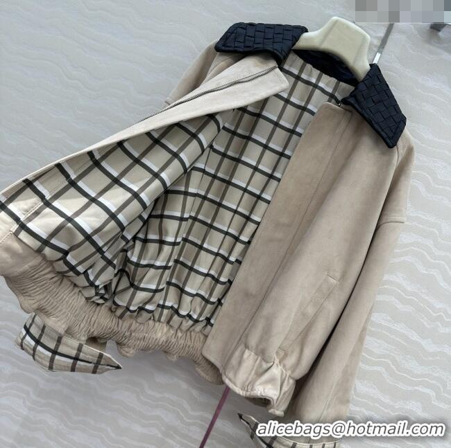 Affordable Price Bottega Veneta Suede Jacket BV91623 Beige 2025