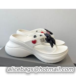 Best Grade Balenciaga Women's Crocs™ Thong Slides Sandal in Rubber with Charm White 0827022
