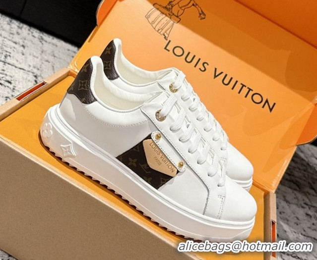 Good Product Louis Vuitton Time Out Sneakers in White Leather with LV Tag 0829007 